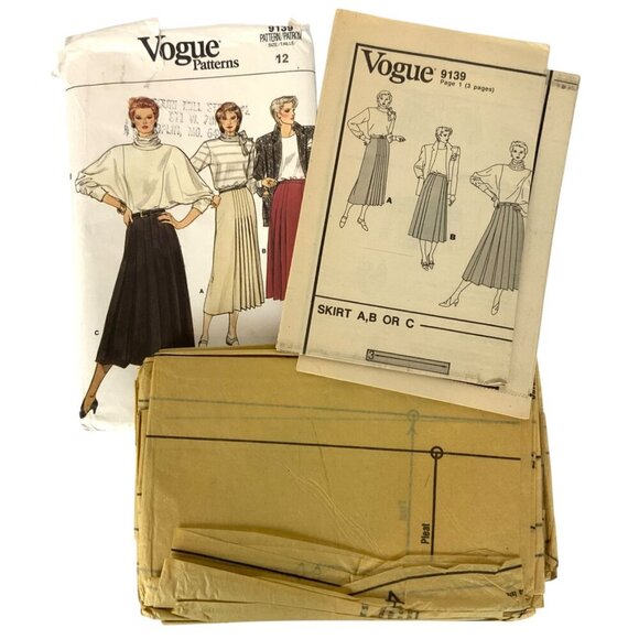 Vogue Patterns 9139 Sewing Pattern Misses Pleated Skirt Size 12 Vintage - Picture 3 of 3